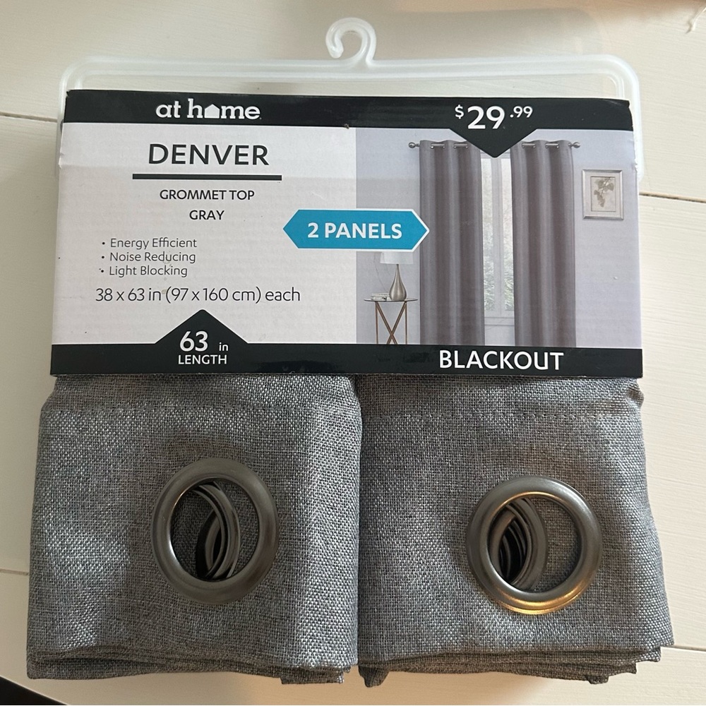 At Home Grommet Top Gray Blackout Curtains